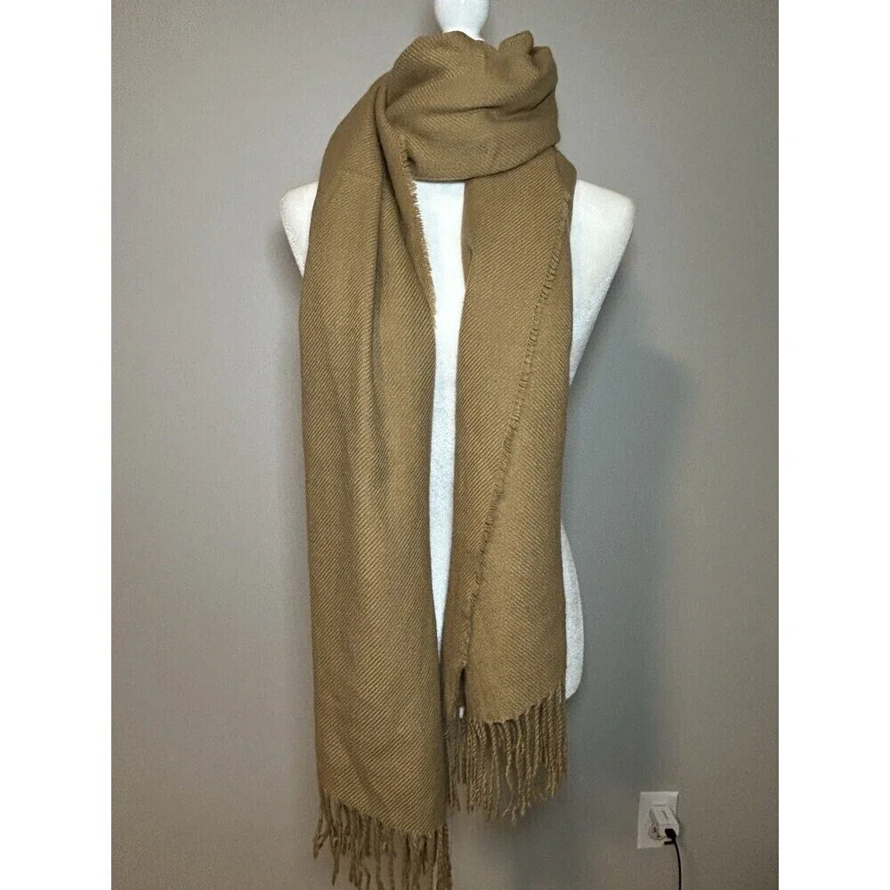 Scarf Wrap Solid Camel with Fringe